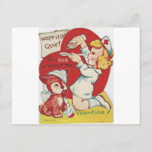 Vintage Nurse Valentine Helg Vykort