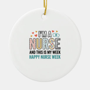 Vintage Nurse Week Appreciation Typography T-shirt Julgransprydnad Keramik