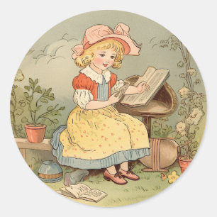 Vintage Nursery Rhyme Fairy Tale Thmet Sticker Runt Klistermärke