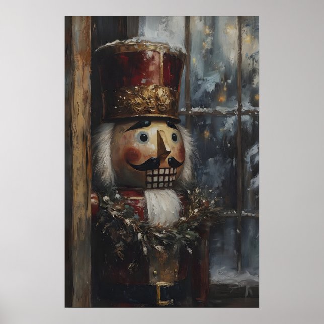Vintage Nutcracker Art Printable Rustic Christmas Poster (Framsidan)