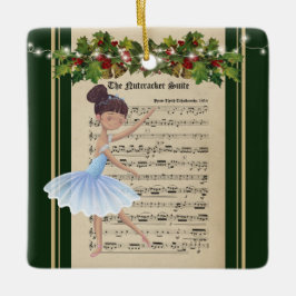 Vintage Nutcracker Lakan Music Brunette Ballerina Julgransprydnad Keramik
