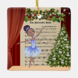 Vintage Nutcracker Lakan Music och Ballerina Julgransprydnad Keramik