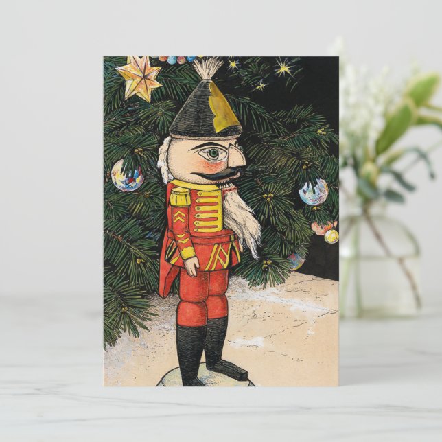 Vintage Nutcracker under Julgran Inbjudningar (Stående Fram)