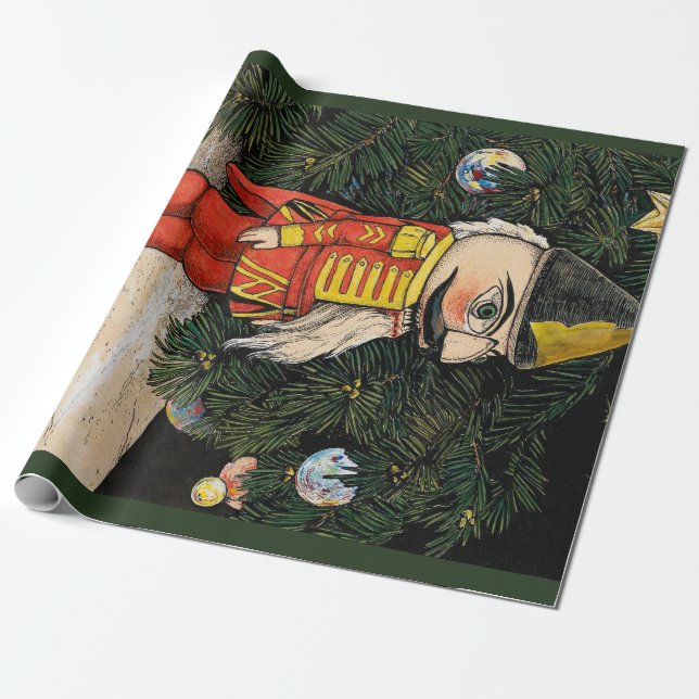 Vintage Nutcracker under Julgran Presentpapper (Utrullad)