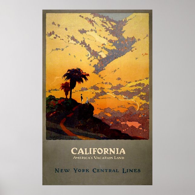 Vintage NY Central Linjer California Travel Poster (Framsidan)