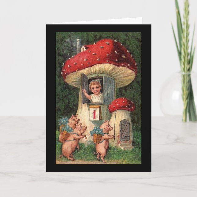 Vintage Nya året Hälsning Helgkort (Framsida)