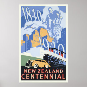 Vintage Nya Zeeland Centennial Poster
