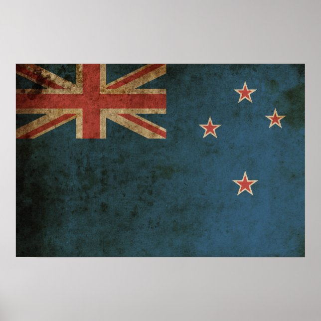 Vintage Nya Zeeland Flagga Poster (Framsidan)