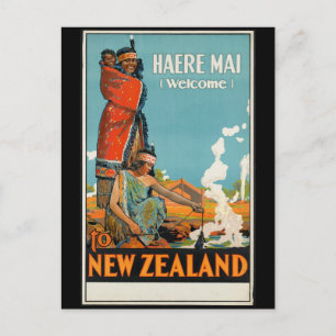 Vintage Nya Zeeland Maori Poster Vykort