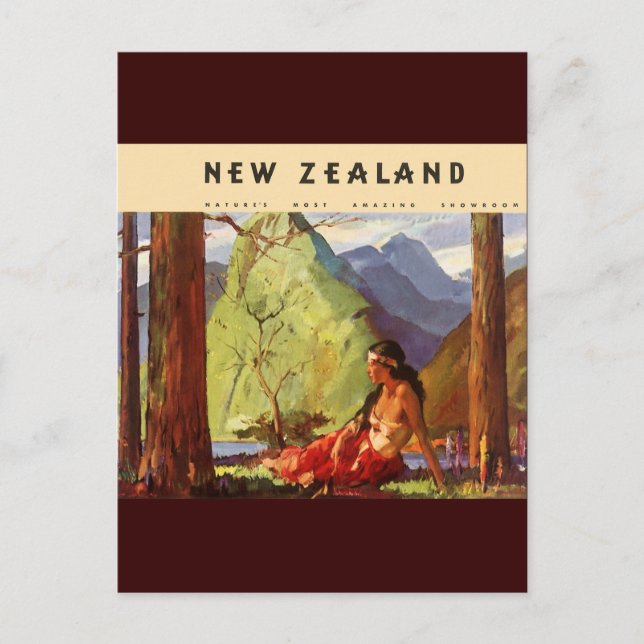 Vintage Nya Zeeland Vykort (Framsida)