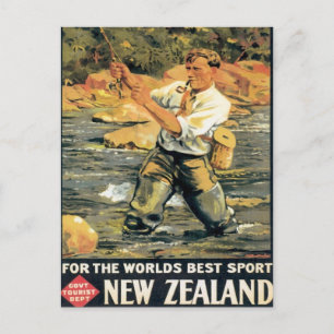 Vintage Nya Zeelands fiske Vykort