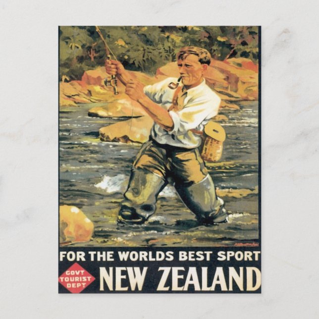 Vintage Nya Zeelands fiske Vykort (Framsida)