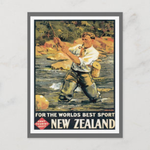 Vintage Nya Zeelands fiske Vykort