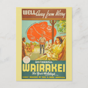 Vintage Nya Zeelands turistresa Vykort