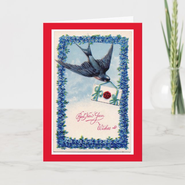 Vintage - nyår Önskemål Helgkort (Framsida)