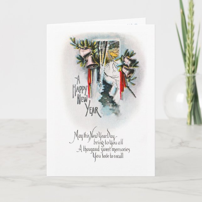 Vintage - nyårsdag helgkort (Framsida)