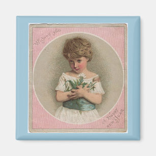 Vintage nyårsflicka magnet