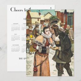 Vintage - nyårskalender julkort