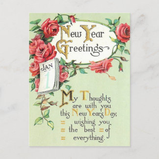 Vintage - nyårskort helg vykort