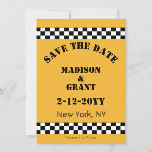 Vintage NYC Gult Checker Cab Stil Spara Datumet