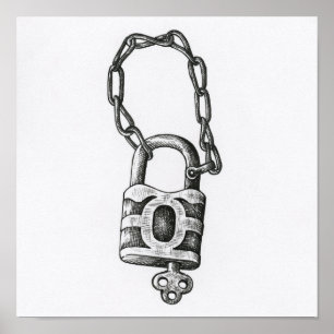 Vintage Nyckel och lås Poster