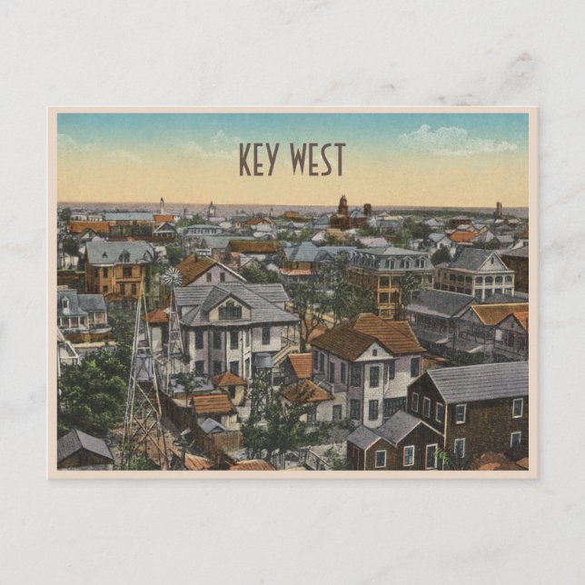 Vintage Nyckel Väster: Aervy över hus Vykort (Framsida)