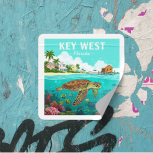 Vintage Nyckel Väster Florida Fyrkantigt Klistermärke