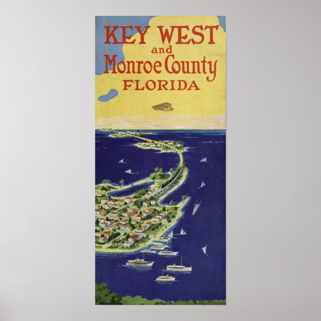 Vintage Nyckel Väster Monroe County Florida Poster (Framsidan)