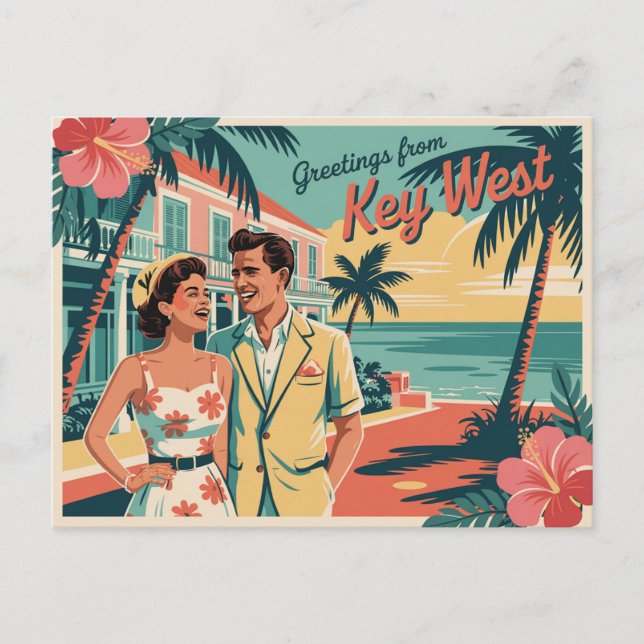 Vintage Nyckel Väster vykort | Hälsning från (Framsida)