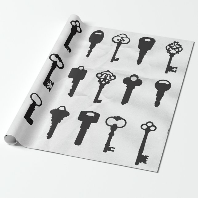 Vintage Nycklar Presentpapper (Utrullad)