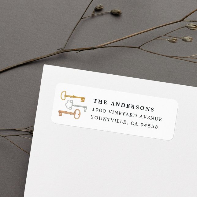 Vintage Nycklar Returadress Etikett (Skapare uppladdad)