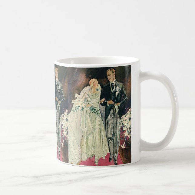 Vintage Nygifta, Lycklig Brud och Brudgumme Kaffemugg (Höger)