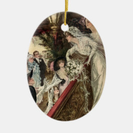 Vintage Nygifta, Viktoriansk Brud Kastar Brudbuket Julgransprydnad Keramik