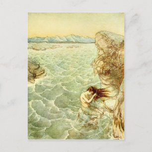 Vintage Nymph Bok Illustration Vykort