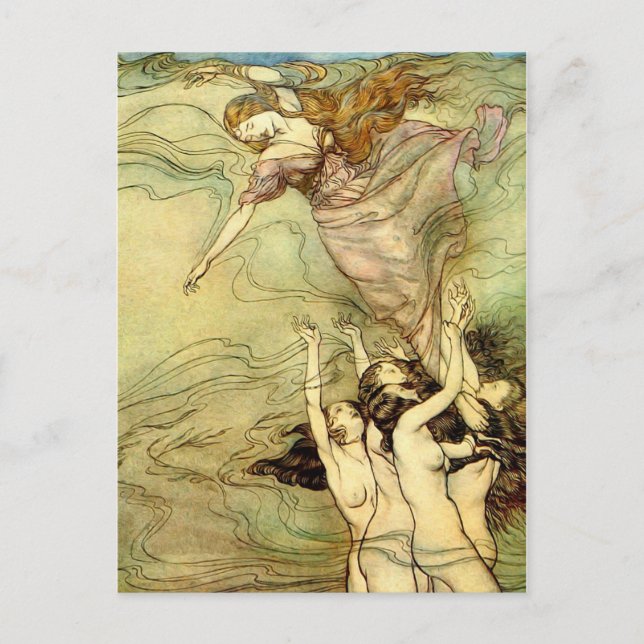 Vintage Nymph Bok Illustration Vykort (Framsida)