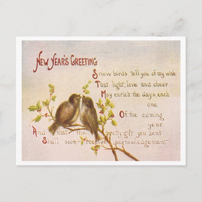 Vintage - nytt år helg vykort (Framsida)