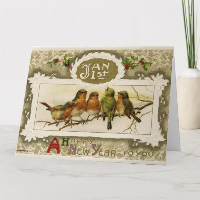 Vintage - nytt års vykort (Framsida)