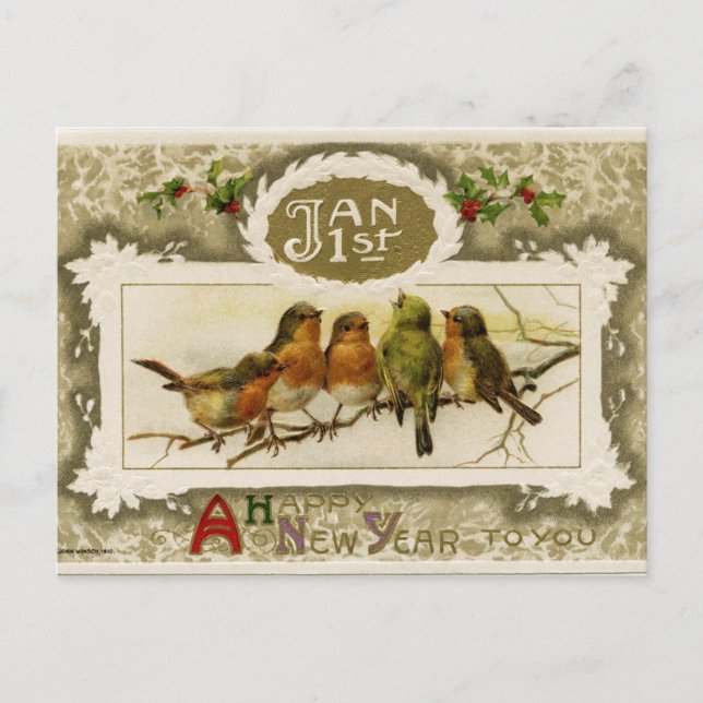 Vintage - nytt års vykort (Framsida)