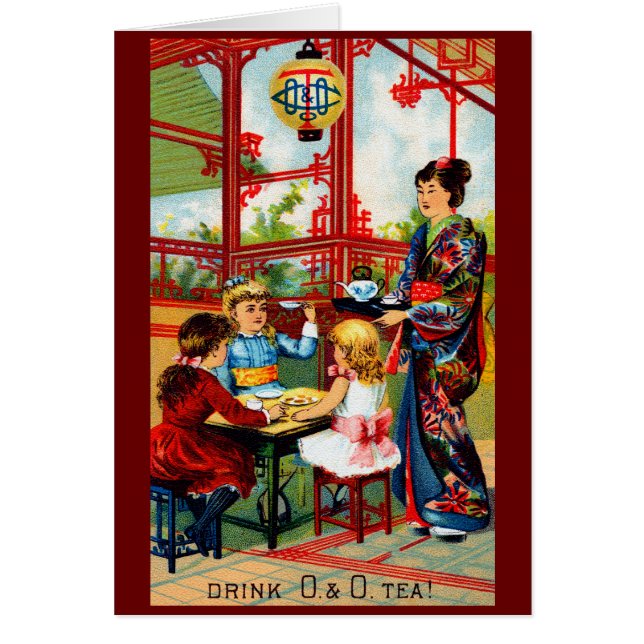 Vintage O&O-tea Hälsningskort (Framsidan)