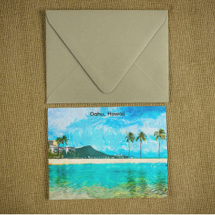 Vintage Oahu Hawaii Travel Island Paradise Vykort
