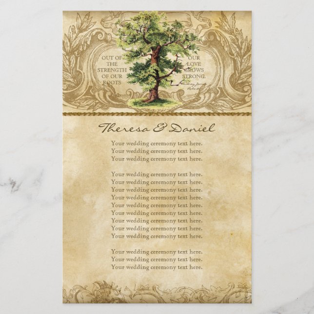 Vintage Oak Livets träd Swirl Etchings Parchment (Framsida)