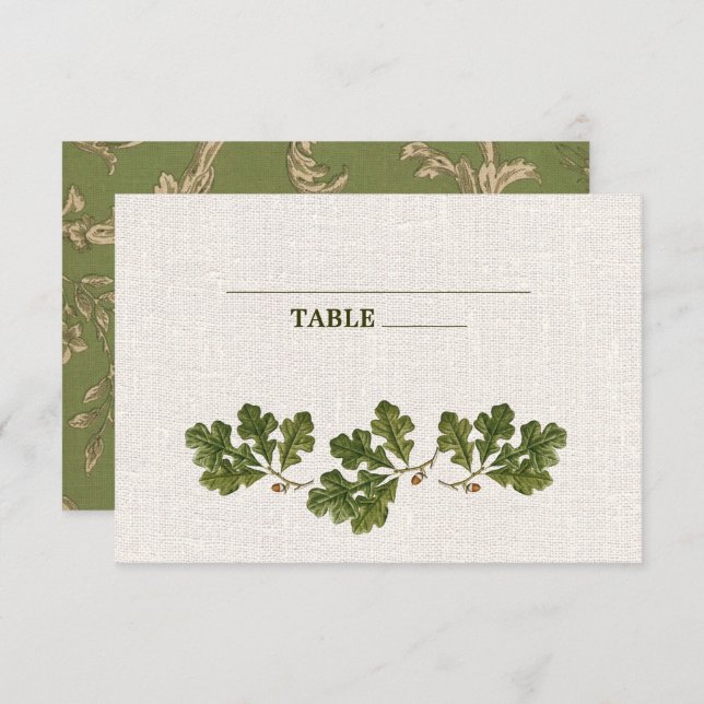 Vintage Oak Löv Burlap Struktur Bröllop Inbjudningar (Fram/baksida)