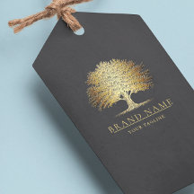 Vintage Oak Träd Logotyp QR-kod Häng Märkre W/Stri