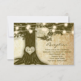 Vintage Oak Träd Rustic Ljus Reception Info Card Inbjudningar