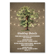 Vintage Oak Träd Rustic Reception + Hotel Cards