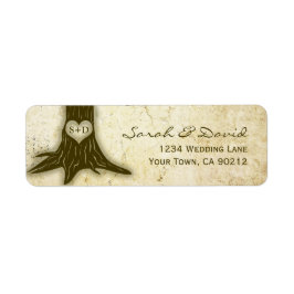 Vintage Oak Träd String Ljus Bröllop Retur Returadress Etikett