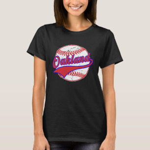 Vintage Oakland Cityscape Baseball För manar kvinn T Shirt