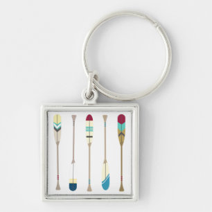 Vintage Oars Fyrkantig Silverfärgad Nyckelring