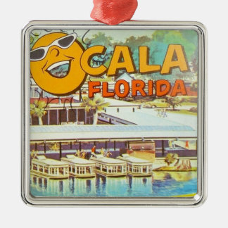 Vintage Ocala, Florida Tourist Boats Sol Julgransprydnad Metall