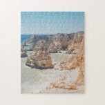 Vintage Ocean Beach Portugal Cliffs Coves Photo Pussel<br><div class="desc">Det här roligtens pussel har en scenisk strandscen från Algarve kusten i Portugal med det vackra blåhavets vatten,  klippklippor och sanddyner.</div>